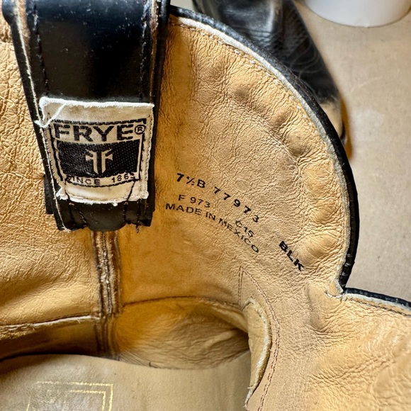 💕 FRYE Billy Short Distressed Women’s Black Leather Biker Boots Size 7.5 B - Picture 7 of 11